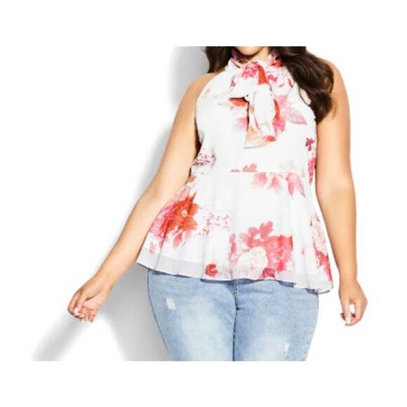 City Chic top Tsubaki halter ivory size XXL 24 - Picture 1 of 9